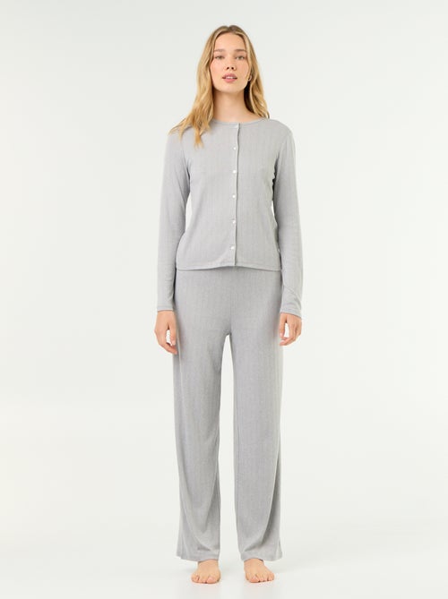 2-delige pyjama van pointelle-breisel - Vestje + broek - Kiabi