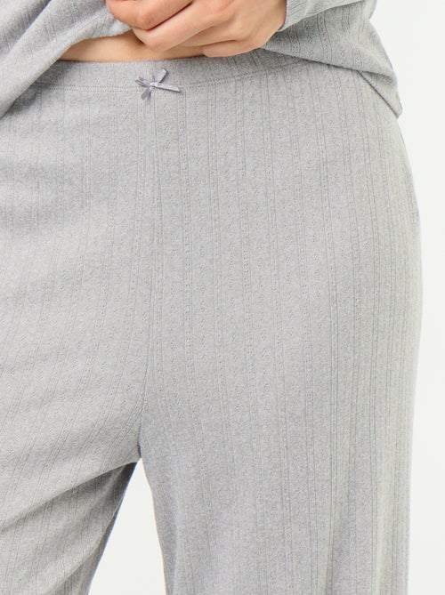 2-delige pyjama van pointelle-breisel - Vestje + broek - Kiabi