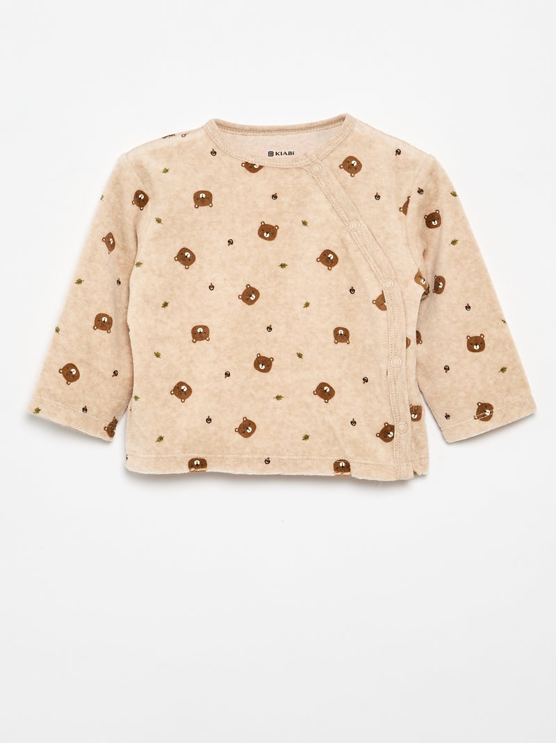 2-delige pyjama van velours Bruin - Kiabi