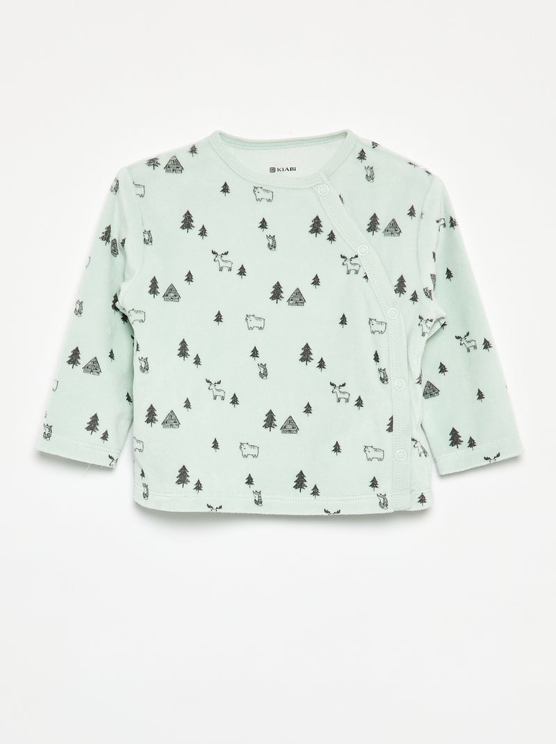 2-delige pyjama van velours Lichtgroen - Kiabi