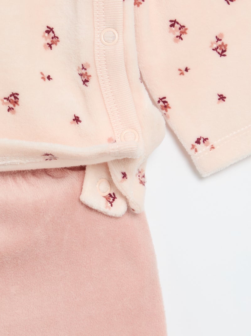 2-delige pyjama van velours Rose - Kiabi