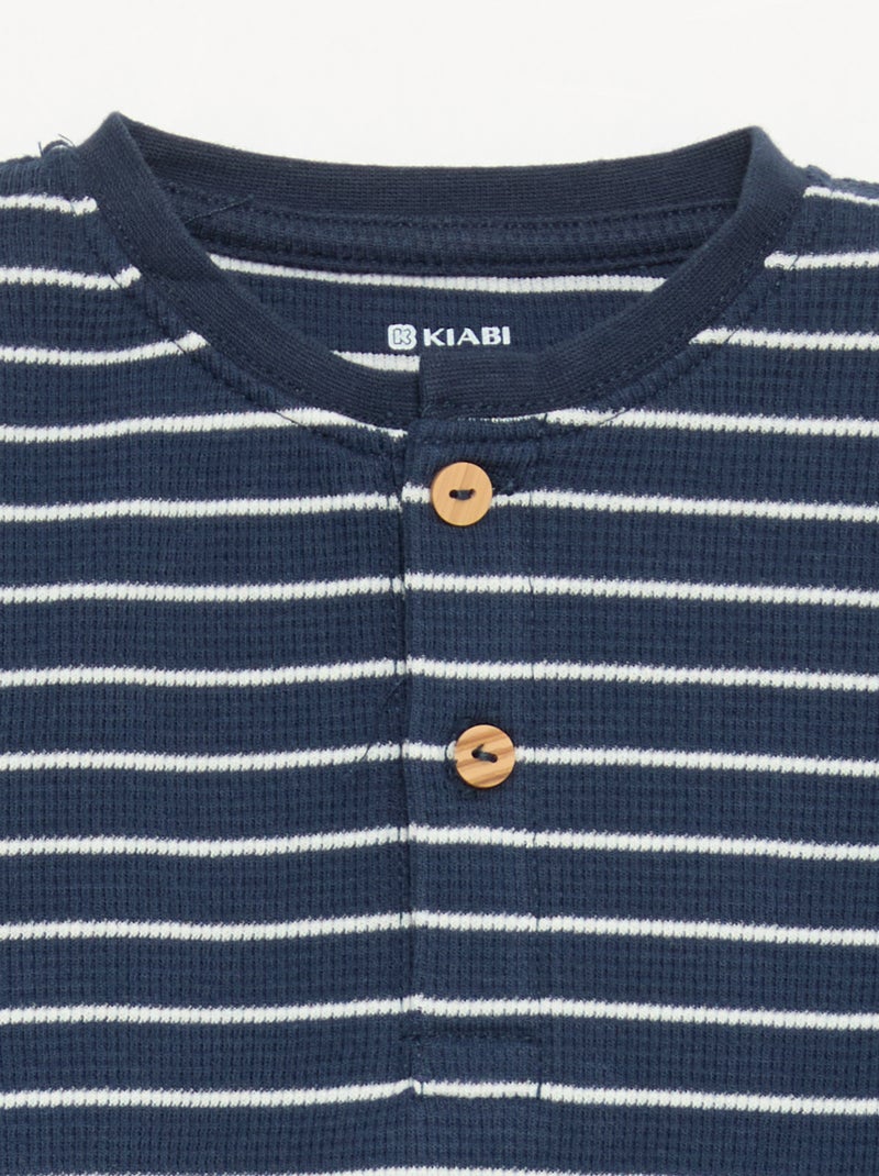 2-delige pyjamaset - T-shirt met lange mouwen + broek Blauw - Kiabi
