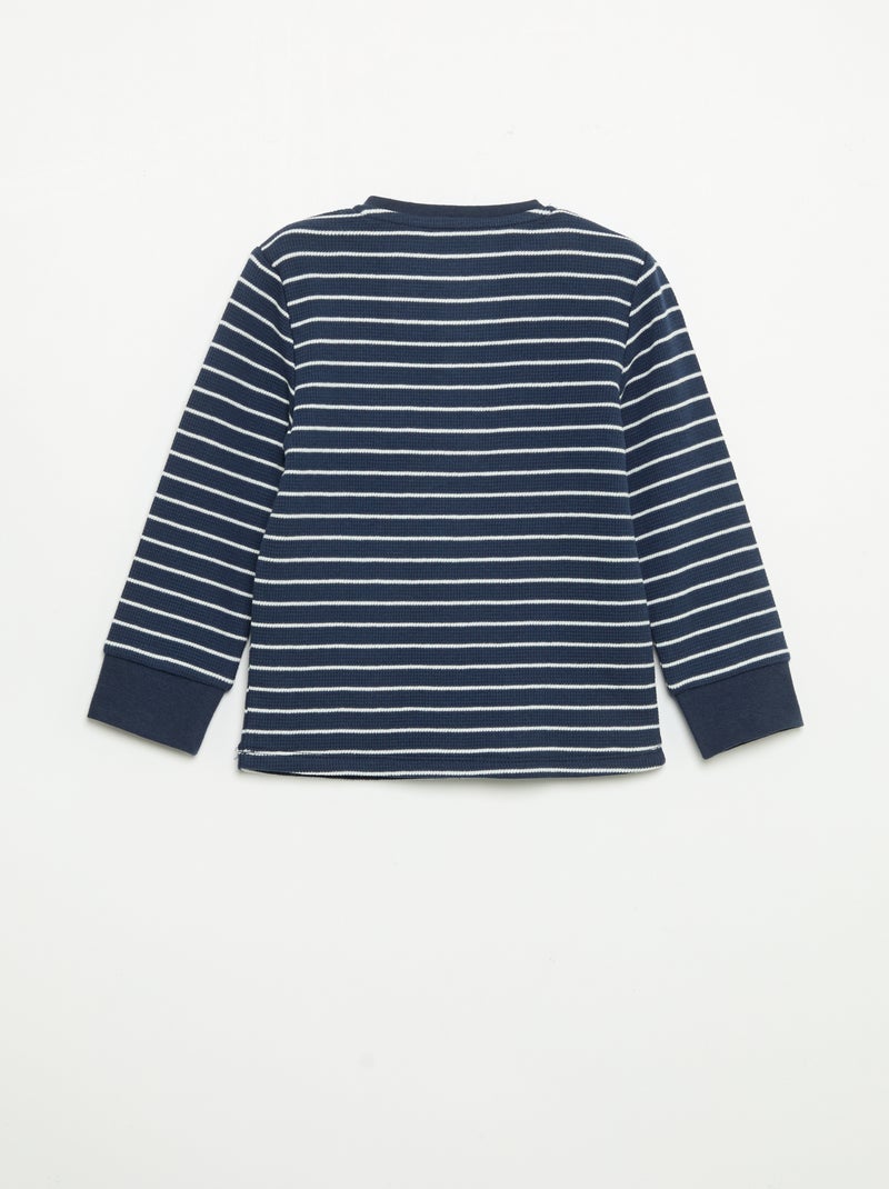 2-delige pyjamaset - T-shirt met lange mouwen + broek Blauw - Kiabi