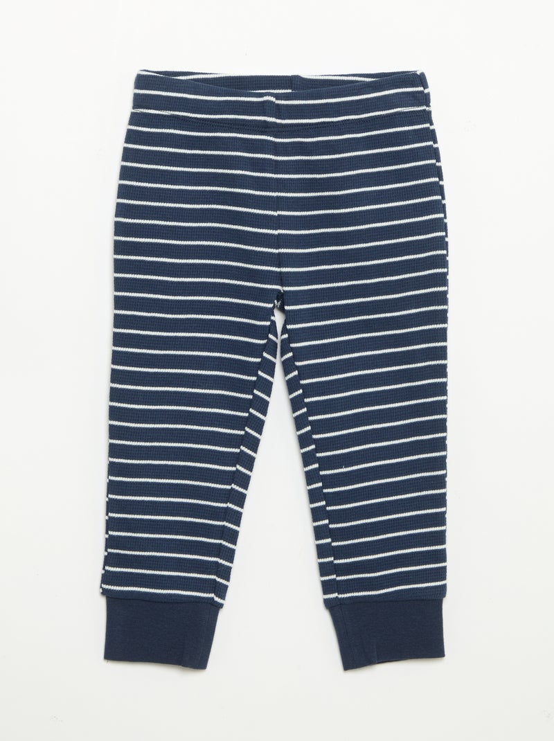 2-delige pyjamaset - T-shirt met lange mouwen + broek Blauw - Kiabi