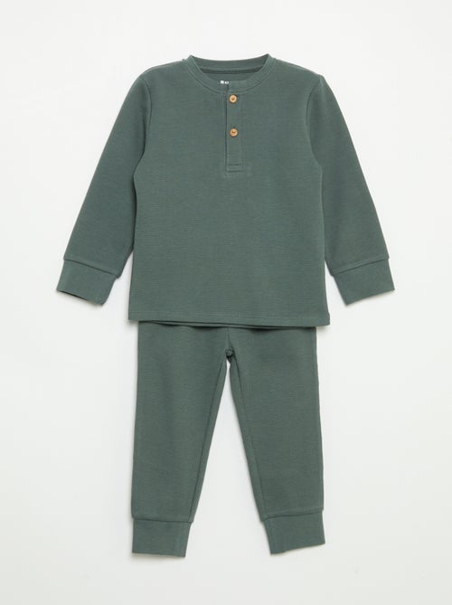 2-delige pyjamaset - T-shirt met lange mouwen + broek - Kiabi