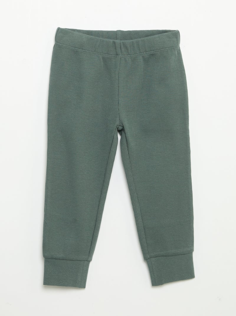 2-delige pyjamaset - T-shirt met lange mouwen + broek Groen - Kiabi