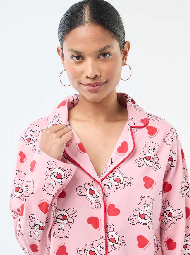 2-delige pyjamaset met 'Bisounours'-print Rose - Kiabi