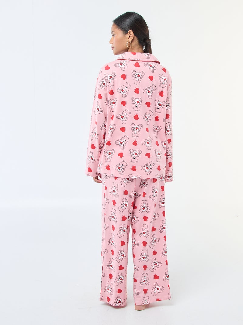 2-delige pyjamaset met 'Bisounours'-print Rose - Kiabi