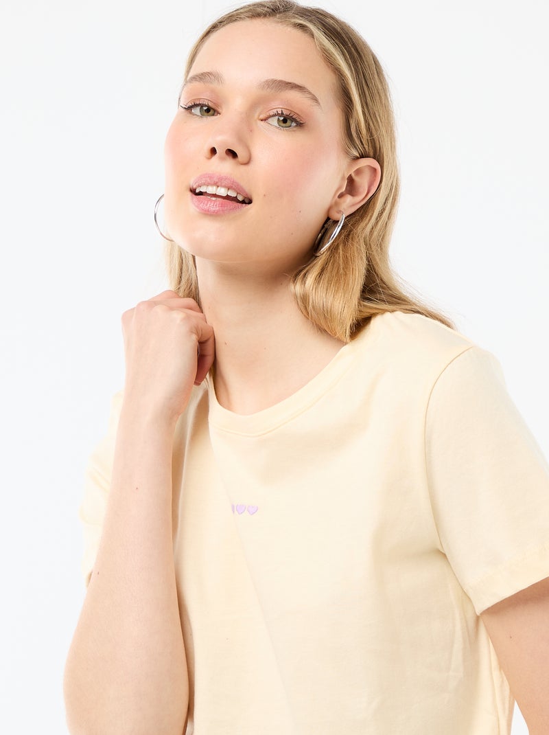 2-delige pyjamaset met T-shirt en geruite broek Geel - Kiabi