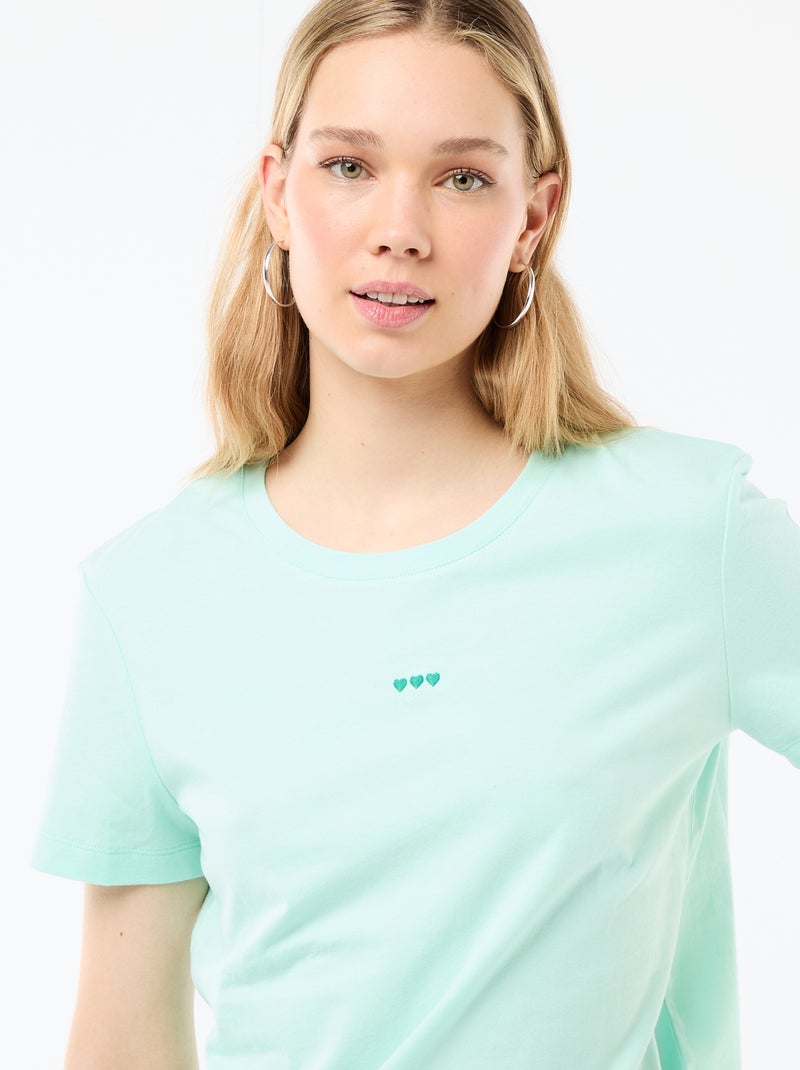 2-delige pyjamaset met T-shirt en geruite broek Groen - Kiabi