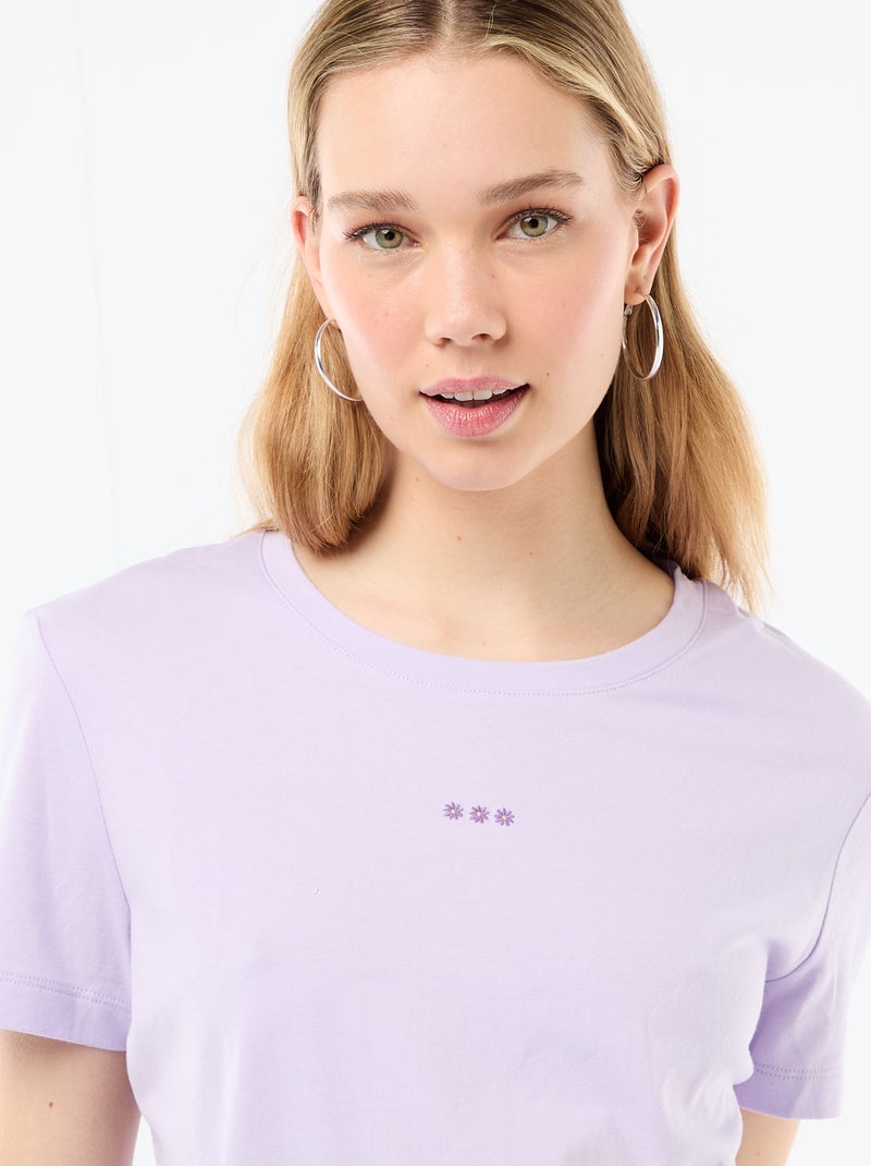 2-delige pyjamaset met T-shirt en geruite broek Paars - Kiabi