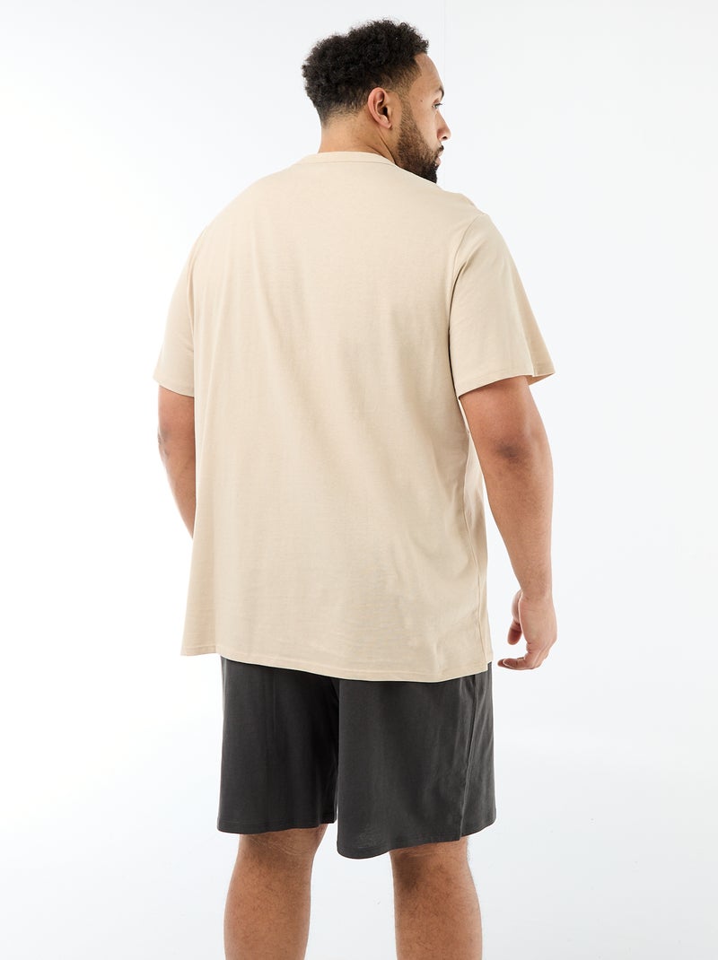 2-delige pyjamaset met T-shirt en korte broek Biege - Kiabi