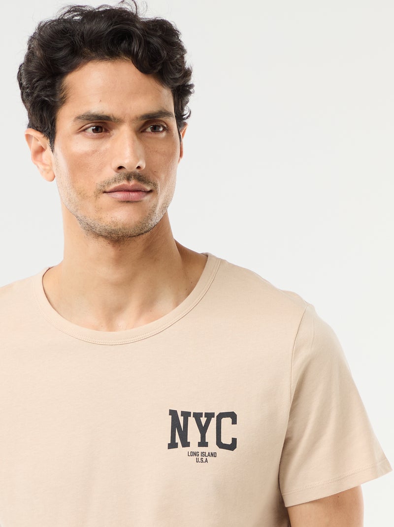 2-delige pyjamaset met T-shirt en korte broek Biege - Kiabi