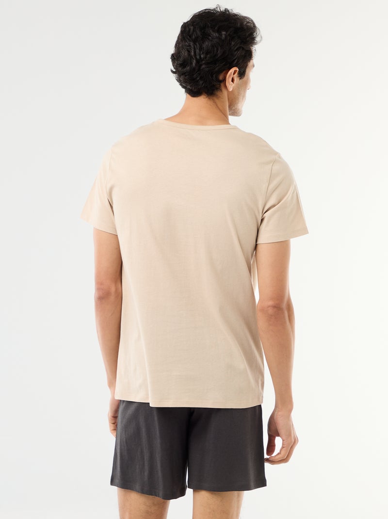 2-delige pyjamaset met T-shirt en korte broek Biege - Kiabi