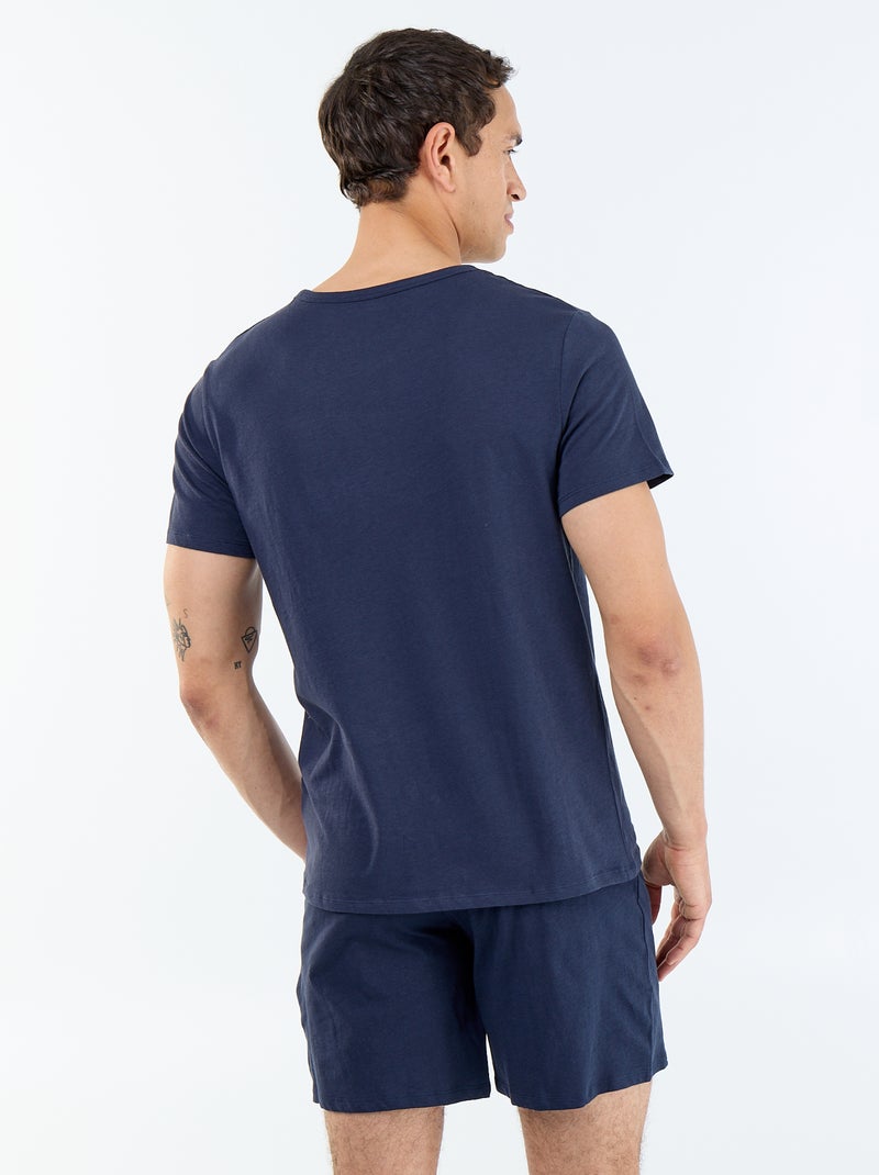 2-delige pyjamaset met T-shirt en korte broek Blauw - Kiabi