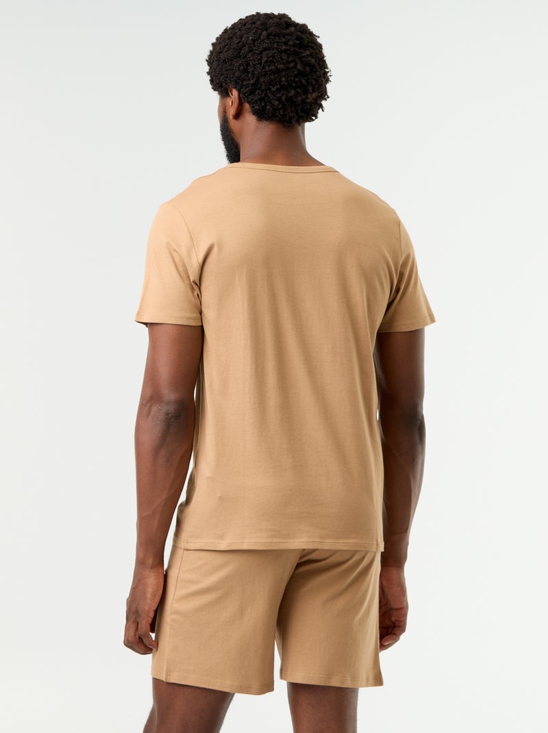2-delige pyjamaset met T-shirt en korte broek Bruin - Kiabi