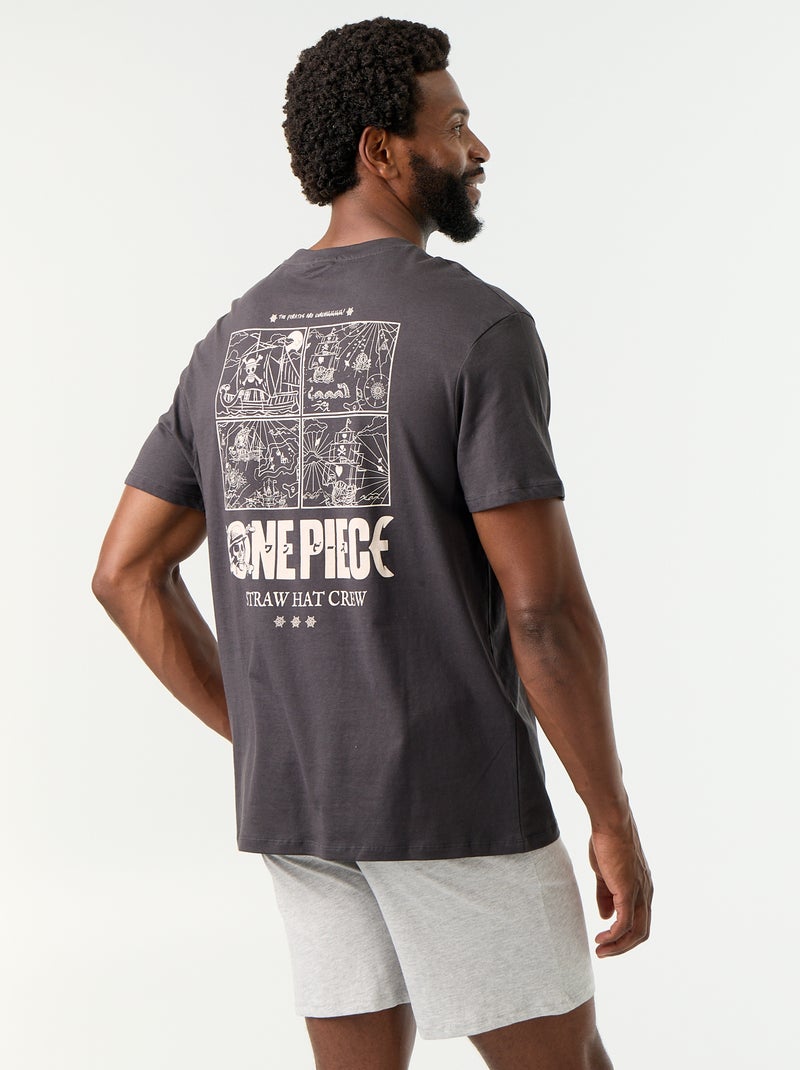 2-delige pyjamaset met T-shirt en short 'One Piece' Zwart - Kiabi