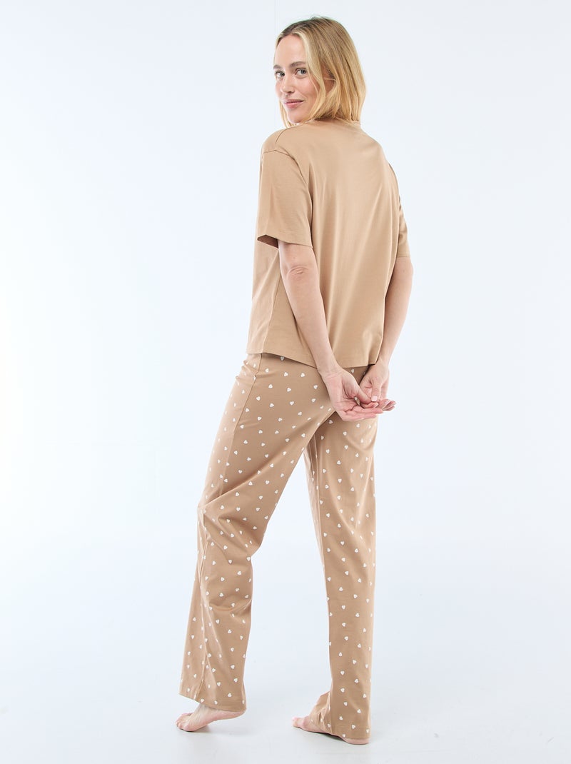 2-delige pyjamaset met 'Tic et Tac' print Biege - Kiabi