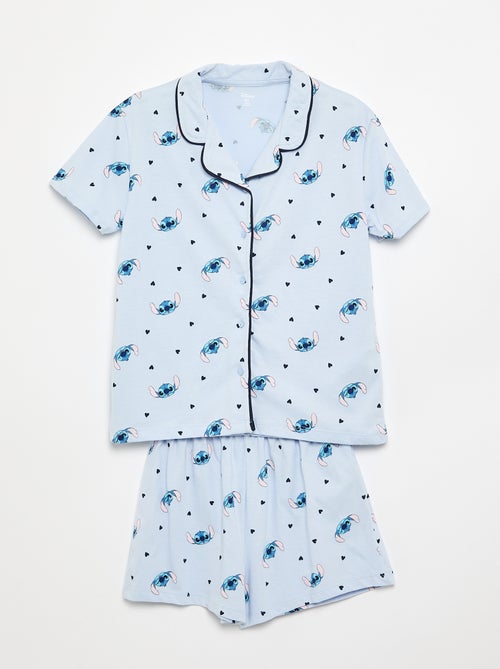 2-delige pyjamaset 'Stitch' 'Disney' met overhemd met korte mouwen en short - Kiabi