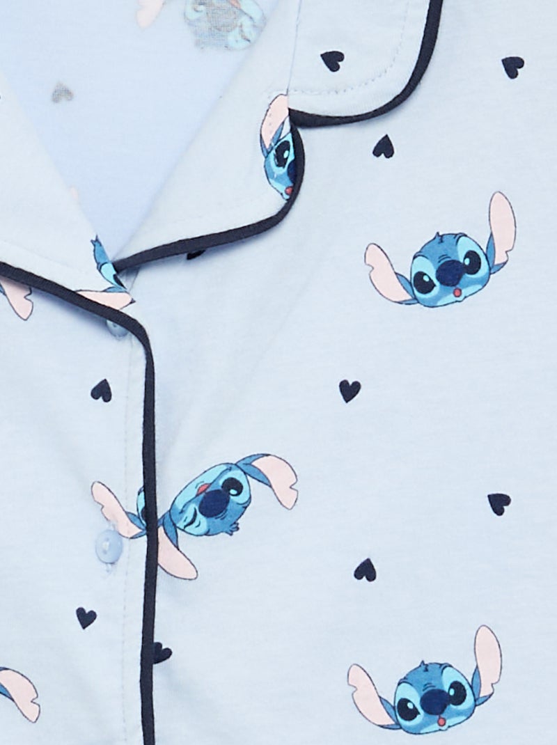 2-delige pyjamaset 'Stitch' 'Disney' met overhemd met korte mouwen en short Blauw - Kiabi
