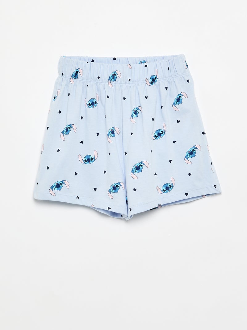 2-delige pyjamaset 'Stitch' 'Disney' met overhemd met korte mouwen en short Blauw - Kiabi