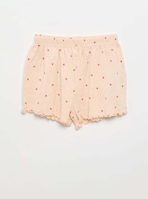 2-delige pyjamaset T-shirt en short van pointelle-breisel - Kiabi