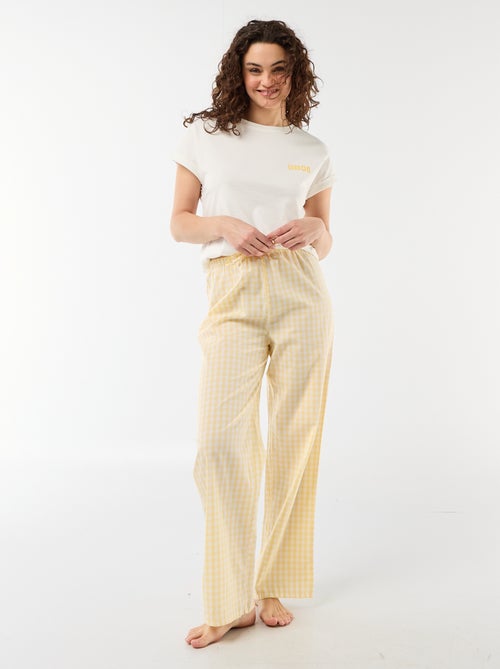 2-delige pyjamaset: T-shirt + geruite broek - Kiabi