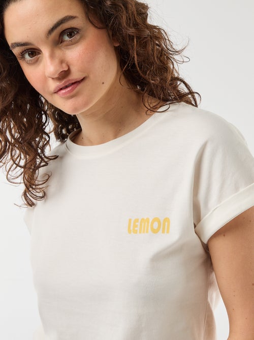 2-delige pyjamaset: T-shirt + geruite broek - Kiabi