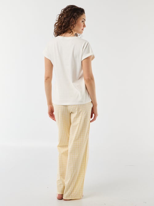 2-delige pyjamaset: T-shirt + geruite broek - Kiabi