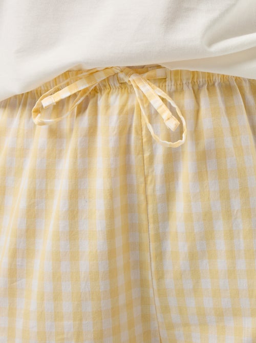 2-delige pyjamaset: T-shirt + geruite broek - Kiabi