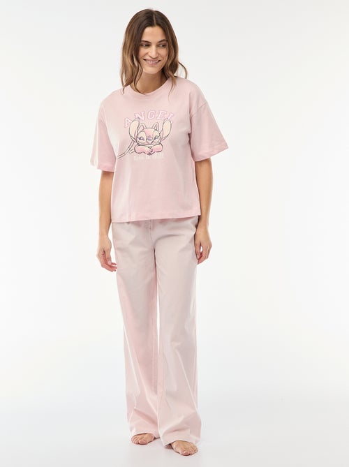 2-delige pyjamaset T-shirt + popeline broek 'Angel' - Kiabi