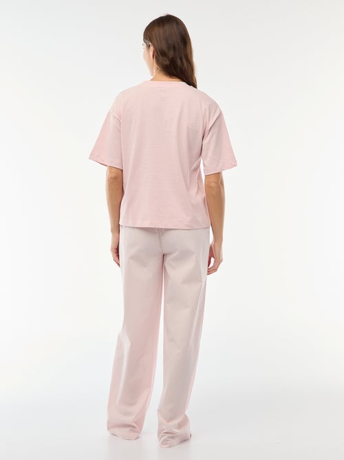 2-delige pyjamaset T-shirt + popeline broek 'Angel' - Kiabi