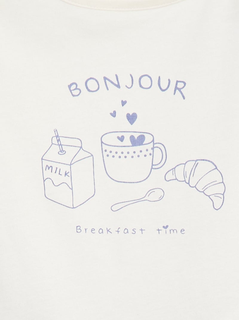 2-delige pyjamaset T-shirt + short Wit - Kiabi