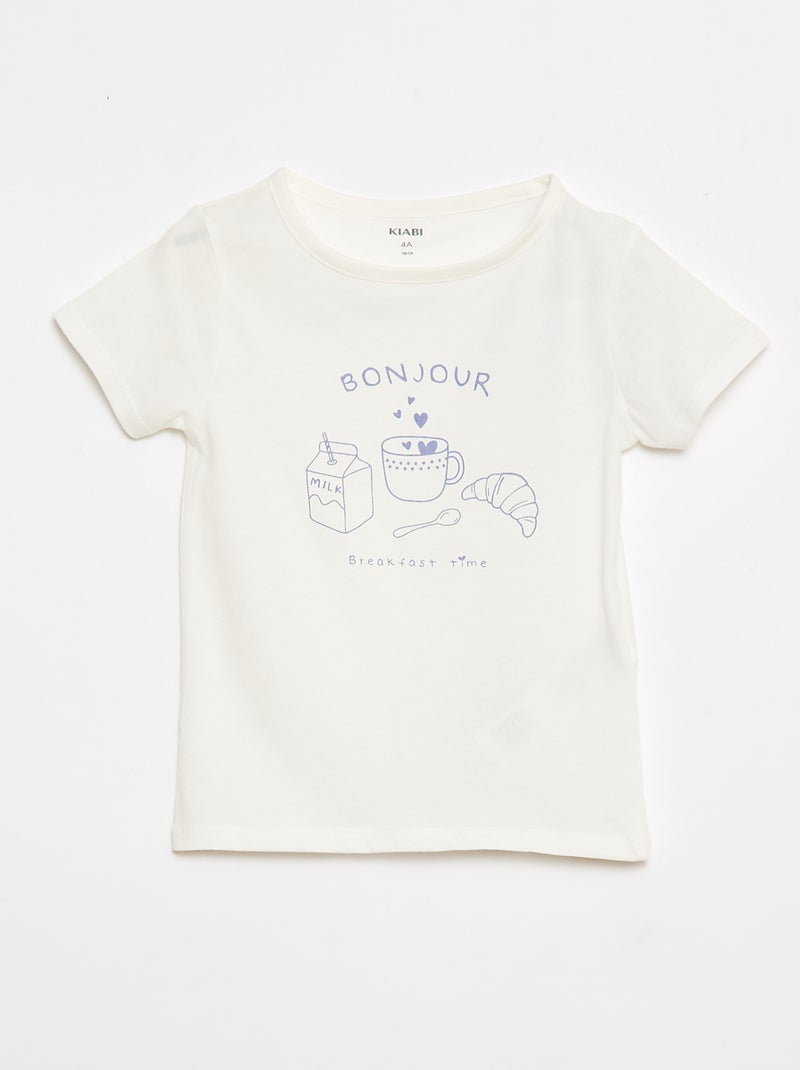 2-delige pyjamaset T-shirt + short Wit - Kiabi