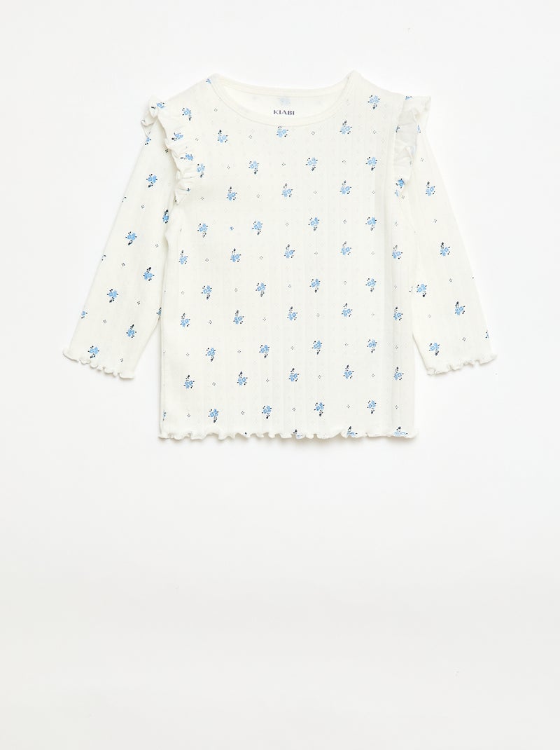 2-delige pyjamaset van ajourgebreide stof Biege - Kiabi