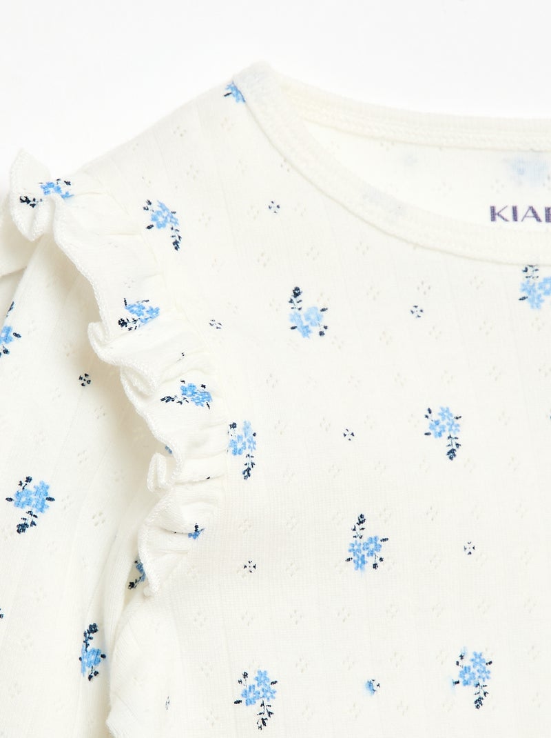 2-delige pyjamaset van ajourgebreide stof Biege - Kiabi