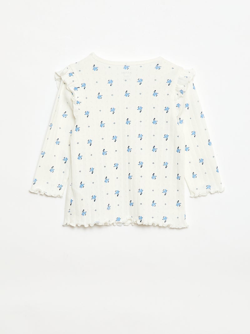 2-delige pyjamaset van ajourgebreide stof Biege - Kiabi