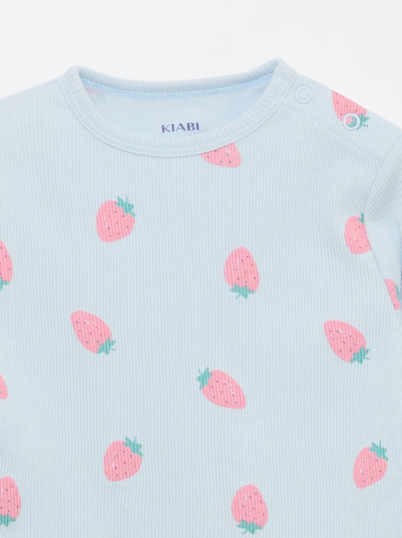 2-delige pyjamaset van geribd katoen Blauw - Kiabi