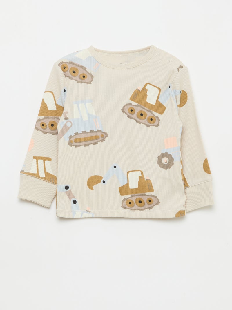 2-delige pyjamaset van geribd katoen Grijs - Kiabi