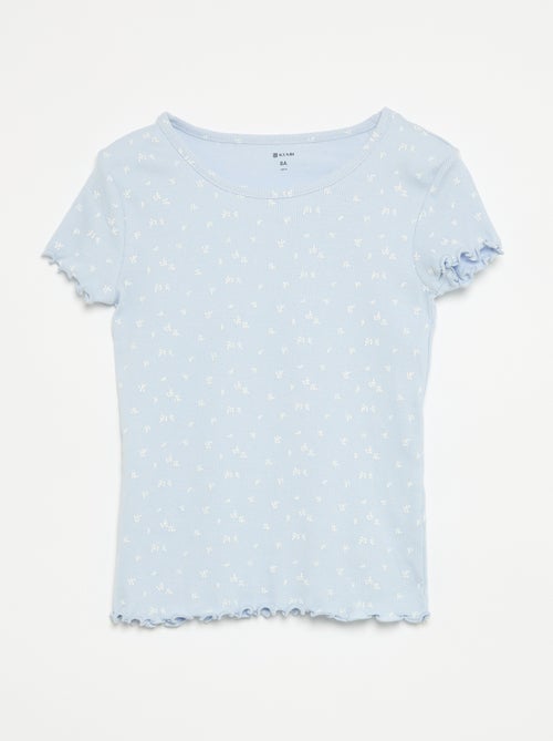 2-delige pyjamaset van geribd katoen met top en short - Kiabi