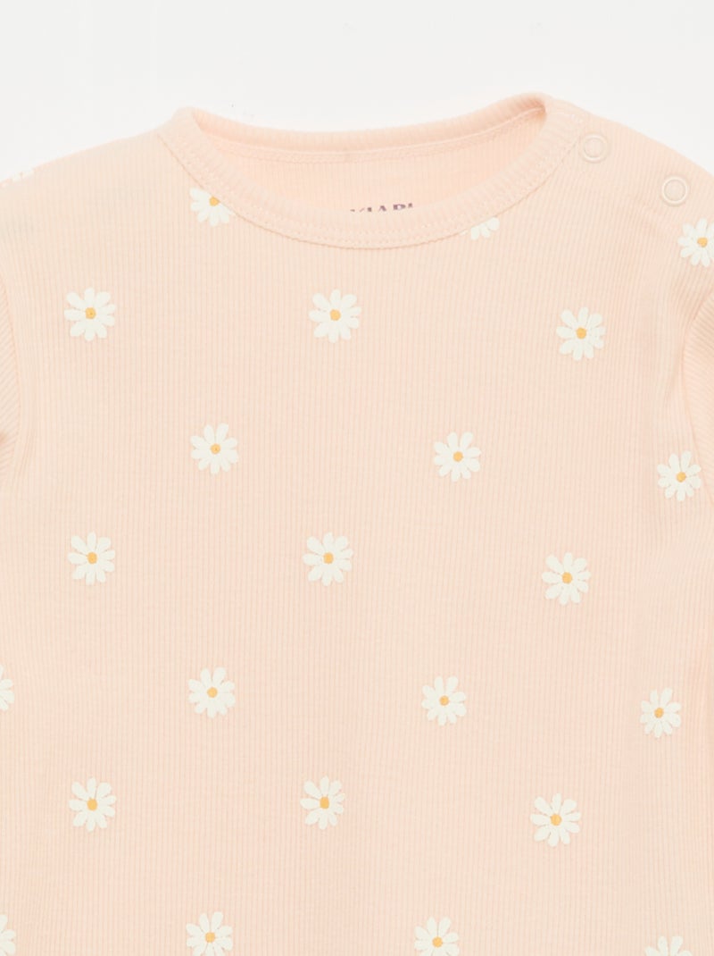 2-delige pyjamaset van geribd katoen Rose - Kiabi