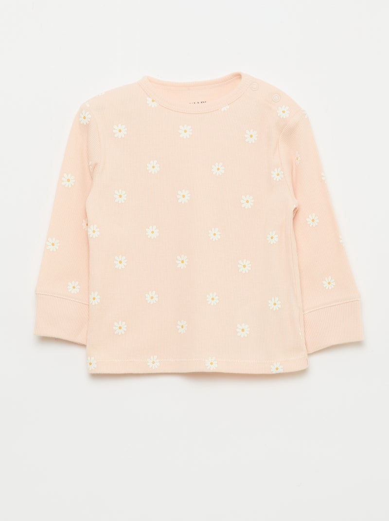 2-delige pyjamaset van geribd katoen Rose - Kiabi