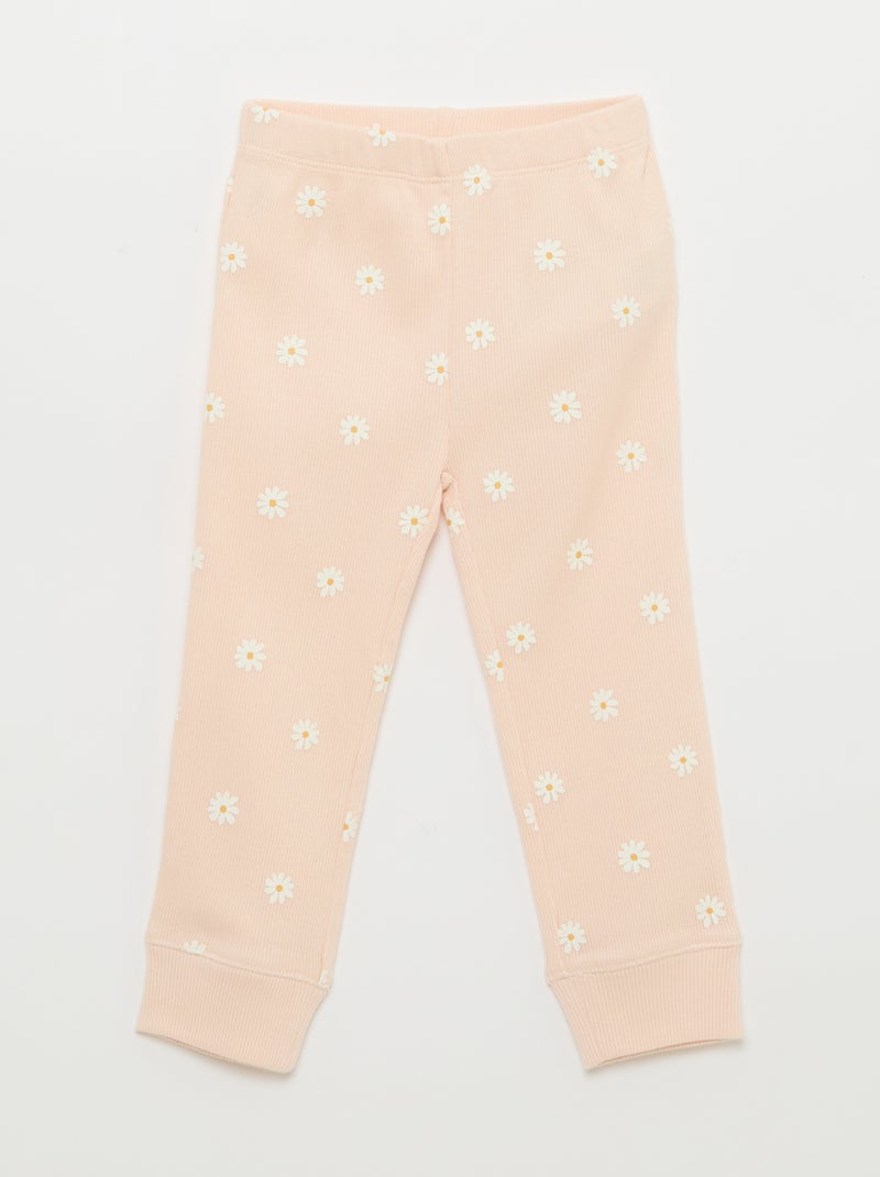 2-delige pyjamaset van geribd katoen Rose - Kiabi