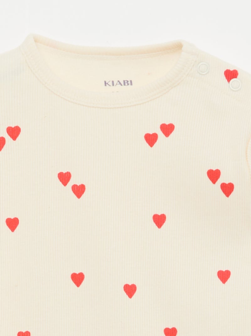 2-delige pyjamaset van geribd katoen Wit - Kiabi