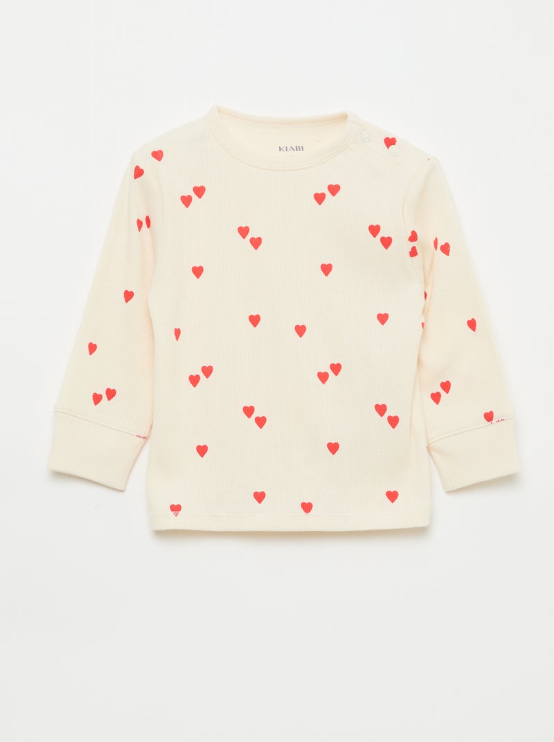 2-delige pyjamaset van geribd katoen Wit - Kiabi