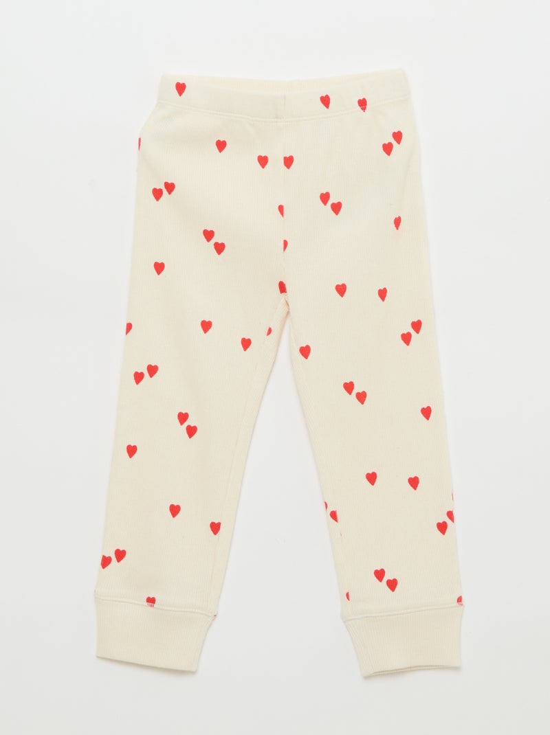 2-delige pyjamaset van geribd katoen Wit - Kiabi