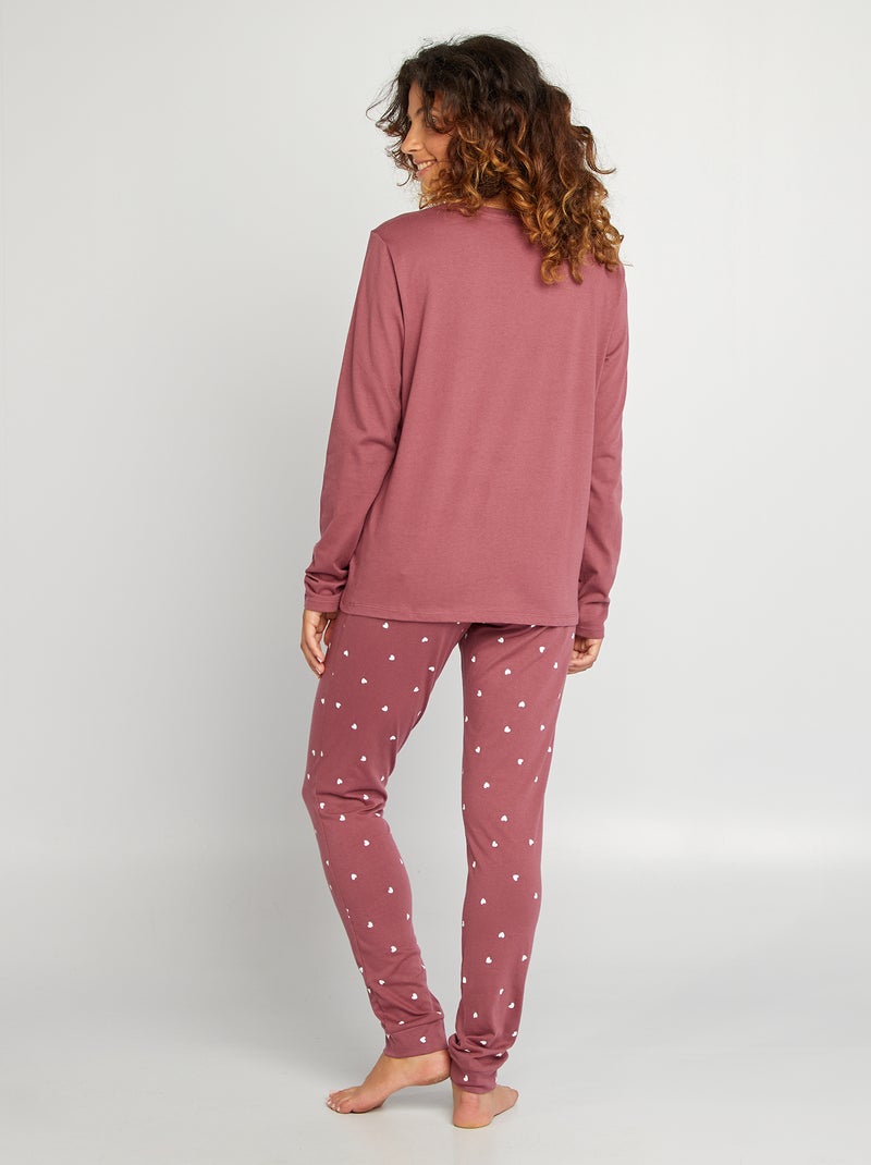 2-delige pyjamaset van jersey ROOD - Kiabi