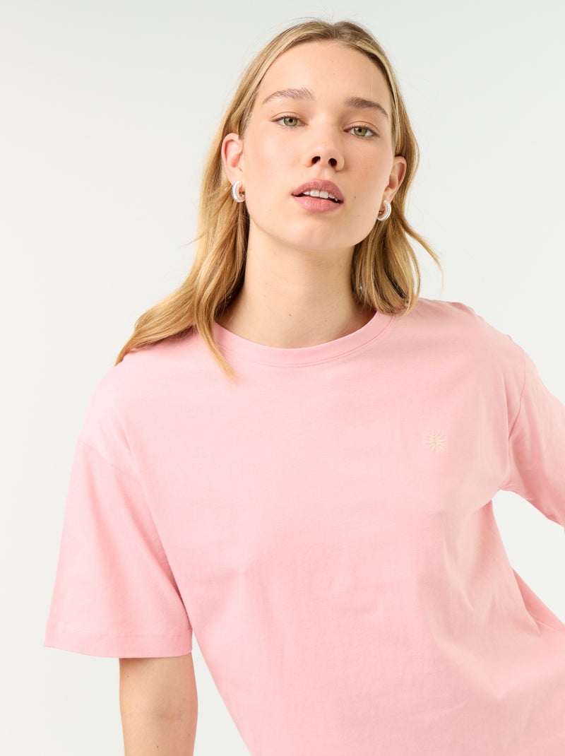 2-delige pyjamaset van katoenen jersey - T-shirt + short Roze - Kiabi
