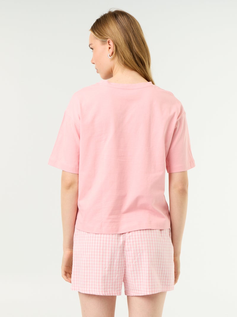 2-delige pyjamaset van katoenen jersey - T-shirt + short Roze - Kiabi