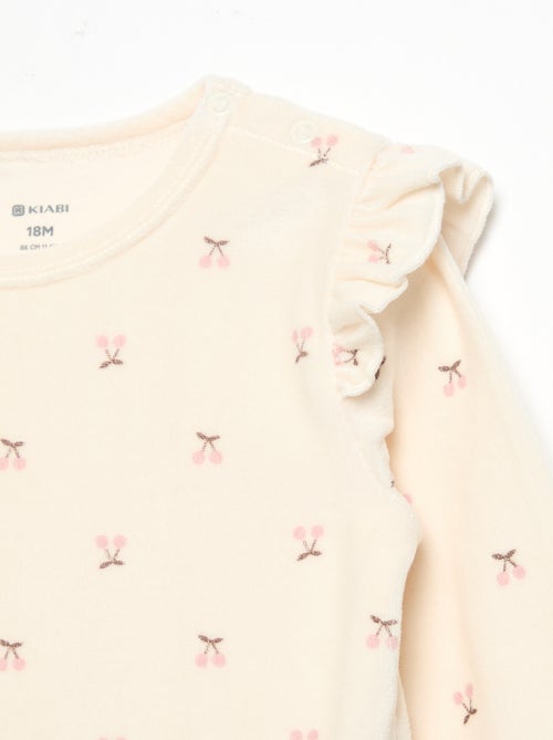 2-delige pyjamaset van velours - Sweater met ruches bij de armsgaten + broek - Kiabi 2-delige pyjamaset van velours - Sweater met ruches bij de armsgaten + broek - Kiabi